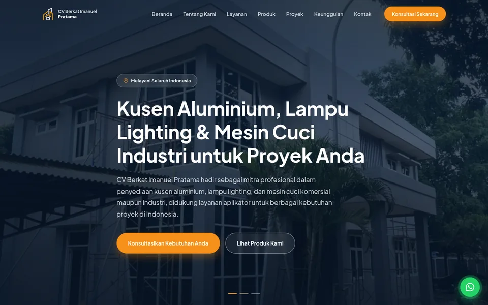 Tampilan website CV Berkat Imanuel Pratama