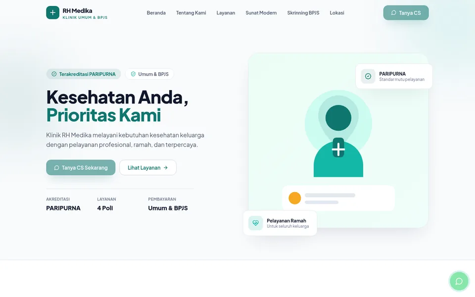 Tampilan website Klinik RH Medika