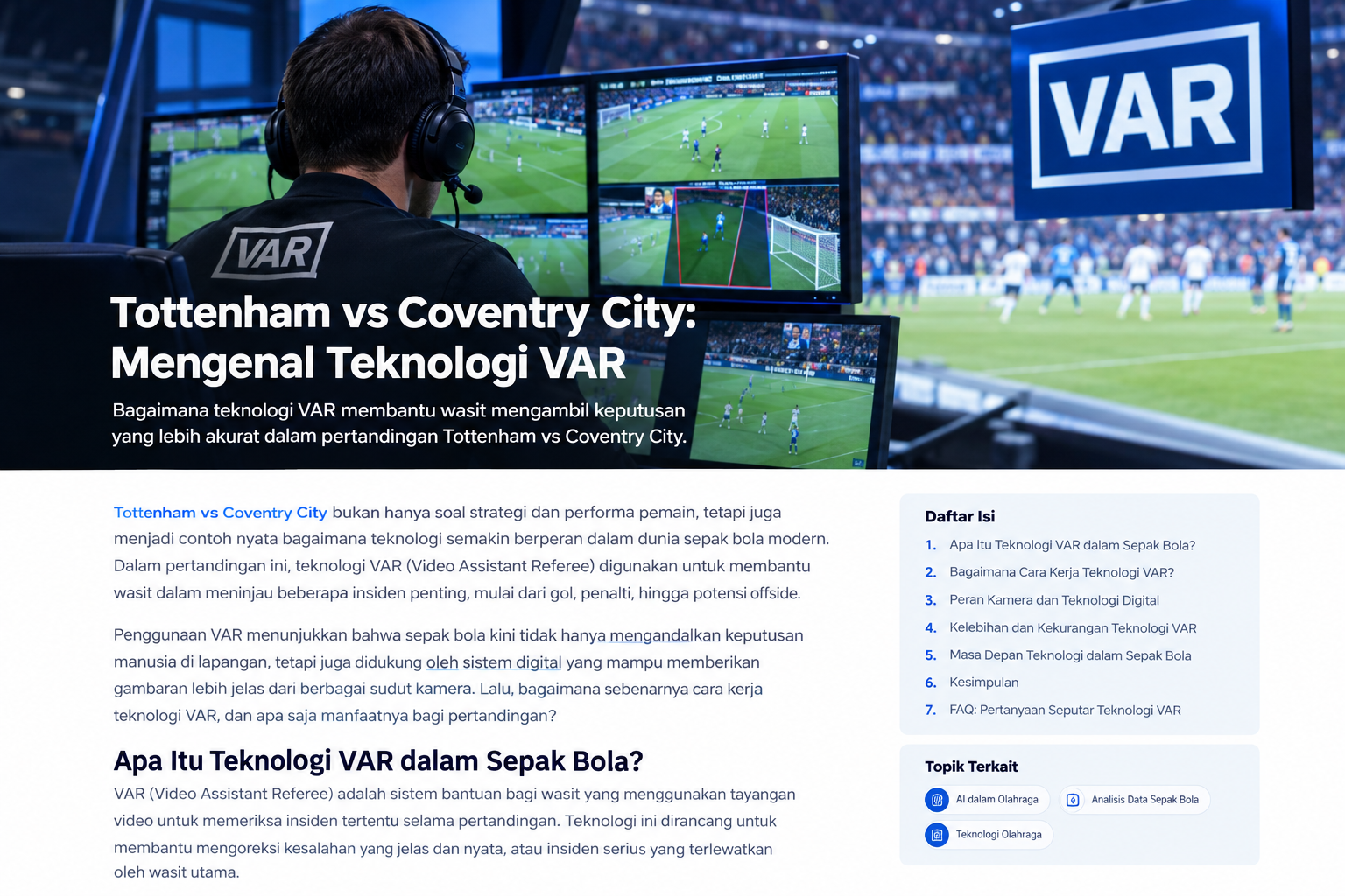 Teknologi VAR dalam pertandingan Tottenham vs Coventry City